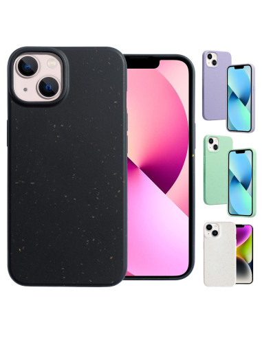 Svart stöttåligt mobilskal för iPhone 15 med ekovänligt material, visat framifrån