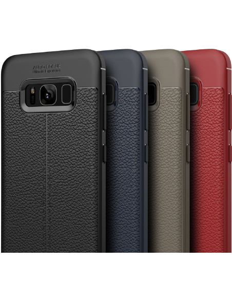 S8 Plus Stöttåligt Skal LeatherBack i svart med texturerad yta