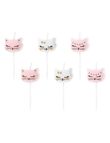 6-PACK Tårtljus Katt Tema