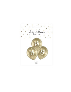 6-PACK Ballonger Glossy Guld 18 år 2