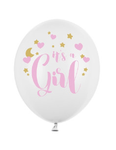 6-PACK Ballong It's a Girl Pastel Pure White