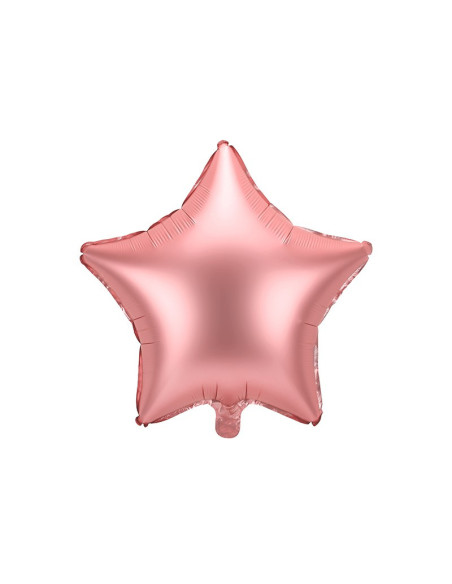 Roséguldfärgad folieballong i stjärnform, 48 cm, sedd framifrån