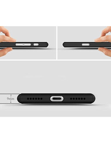 iPhone 7 med 360° 3in1 FullCover Skal, detaljvy av sidan och knappar