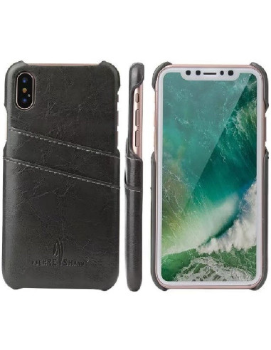 iPhone X-skal med korthållare, sett från sidan med telefonen monterad