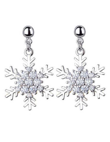 Glittrande snöflingeörhängen med CZ kristaller och silverplätering
