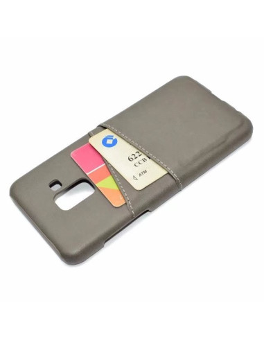 Samsung S9 Skal Korthållare Retro V2 i svart med kreditkort synligt i korthållarfacket, sett bakifrån