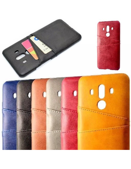 Svart Mate 10 Pro skal med korthållare i retrodesign, sett framifrån