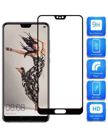 Härdat glas för Huawei P20, monterat på telefon med fullframe-design