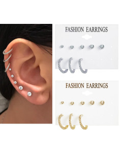 [16-PACK] 2-Set Örhängen Piercings