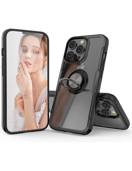 iPhone 15 Pro Praktisk Stöttåligt Skal med Ringhållare V4