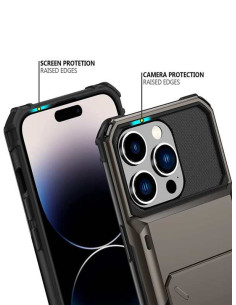 iPhone 14 Stöttåligt Skal med Kortfack Void