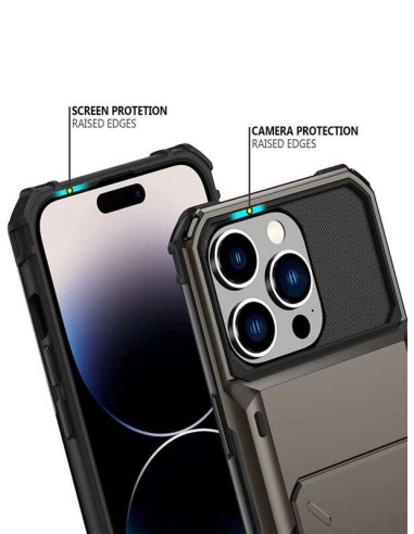 iPhone 14 Plus Stöttåligt Skal med Kortfack Void