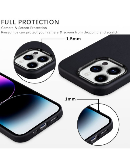 Detaljvy av mörkgrönt iPhone 15 Pro skal med fokus på kameraskydd och skärmskydd