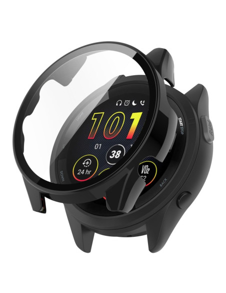 Heltäckande skal monterat på Garmin Forerunner 265s med skyddande glas