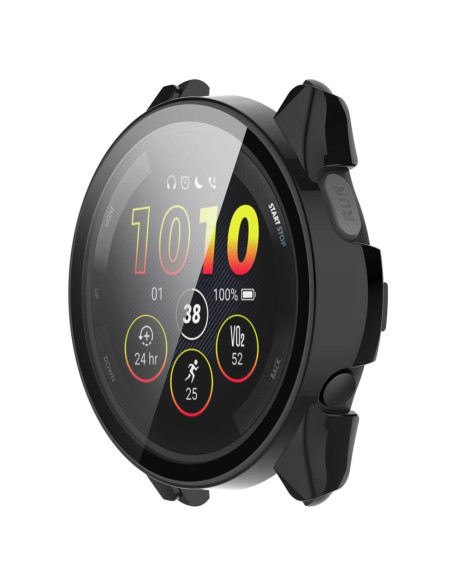 Närbild av Garmin Forerunner 265s med heltäckande skal och skyddande glas