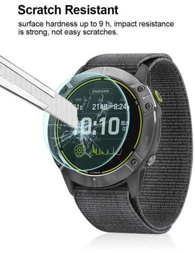 Garmin Enduro med härdat glas, visande skärm och repmotståndstest med kniv