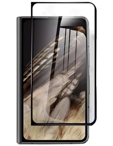 Framifrån vy av härdat glas för Google Pixel Fold, med transparent design och 2.5D kanter