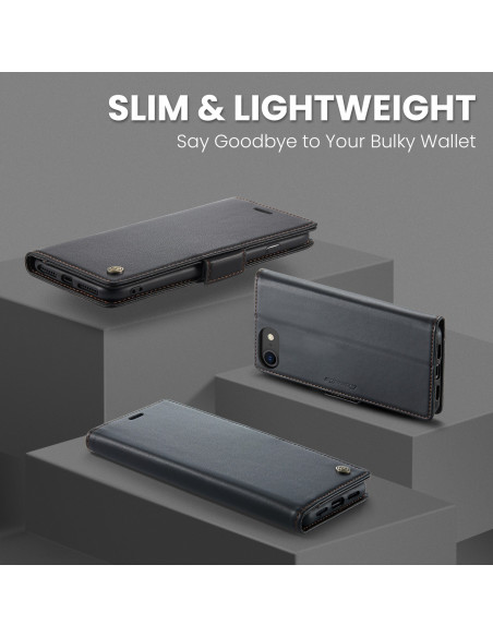 Svart CaseMe Skin Pro fodral för iPhone 6/7/8/SE 2020/SE 2022, sett från sidan med stängd design