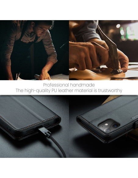 Svart Skin Pro Fodral för iPhone 12/12 Pro, detaljvy med kameraöppning och laddningsport