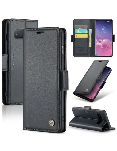 Svart CaseMe Skin Pro fodral för Samsung S10 med kortfack och ställfunktion