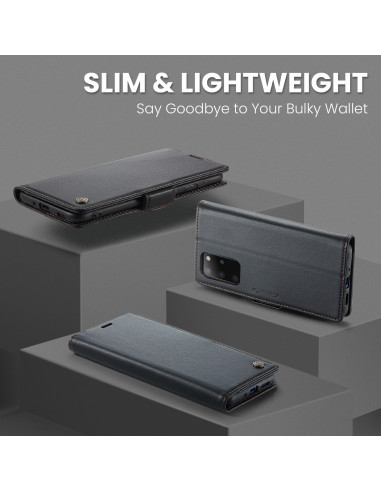 Svart CaseMe Skin Pro fodral för Samsung Galaxy S20, sett från sidan med fokus på slimmad design