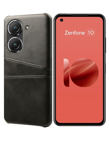 Zenfone 10 5G skal med kortfack i svart TPU, visad från sidan med telefonen monterad
