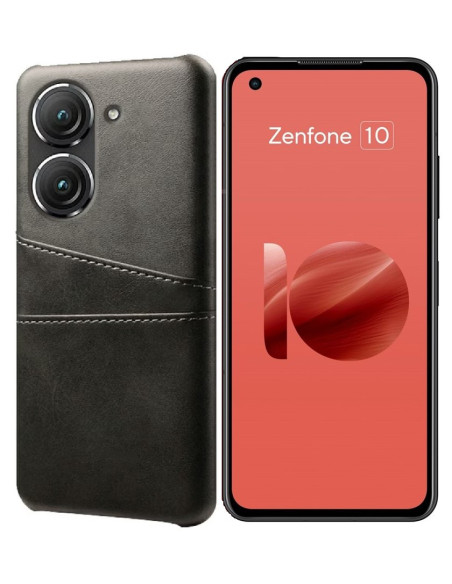 Zenfone 10 5G skal med kortfack i svart TPU, visad från sidan med telefonen monterad