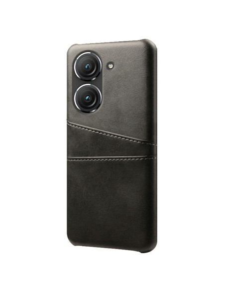 Zenfone 10 5G skal med kortfack i svart TPU, visad framifrån med detaljerad design