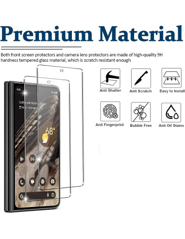 Närbild av härdat glas för Google Pixel Fold med fokus på material och skyddsfunktioner