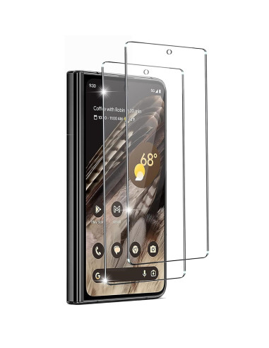 Härdat glas för Google Pixel Fold, monterat på telefonens skärm med tydlig detaljvy