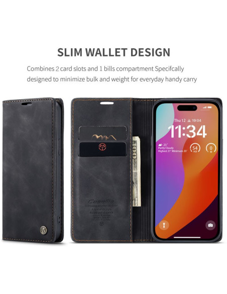iPhone 15 Pro Max Elegant Flipfodral CaseMe 3-FACK