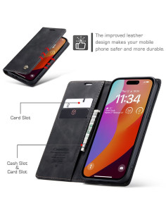 iPhone 15 Pro Max Elegant Flipfodral CaseMe 3-FACK