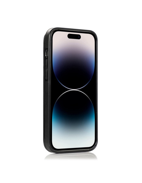 iPhone 15 Stöttåligt Skal Korthållare 3-FACK Flippr V2 i Roséguld, med telefon insatt och skärmen synlig