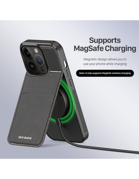 Rafi Series MagSafe Skal iPhone 15 Pro med telefonen i lutande läge och MagSafe-laddning