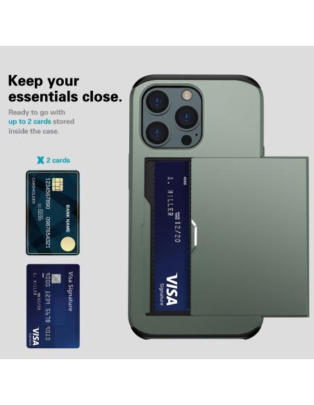 iPhone 12 Pro Max Stöttåligt Skal Kortfack StreetWise - Grön