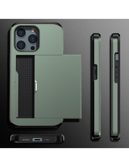 iPhone 12 Pro Max Stöttåligt Skal Kortfack StreetWise - Grön