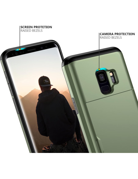 Samsung Galaxy S9 Plus Stöttåligt Skal Kortfack StreetWise - Grön