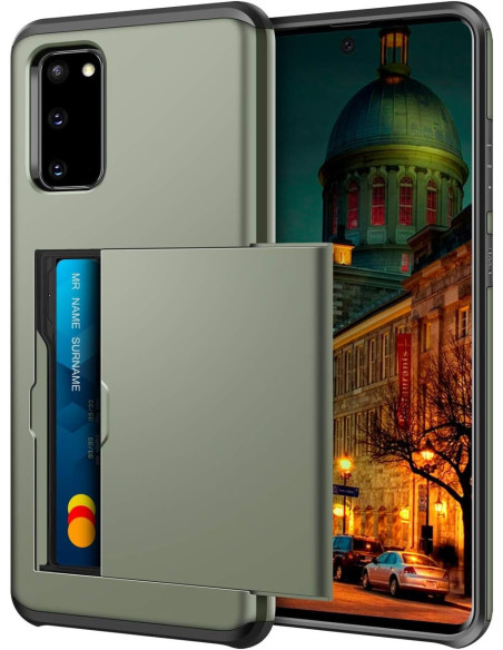 Grönt stöttåligt skal för Samsung Galaxy S20 Plus med öppet kortfack