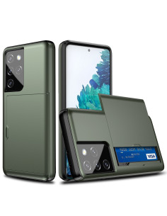Samsung Galaxy S21 Ultra Stöttåligt Skal Kortfack StreetWise - Grön