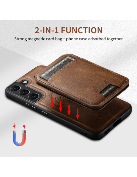 Suteni™ 2in1 Magsafe Skal med Korthållare Samsung S23 - Mörkbrun