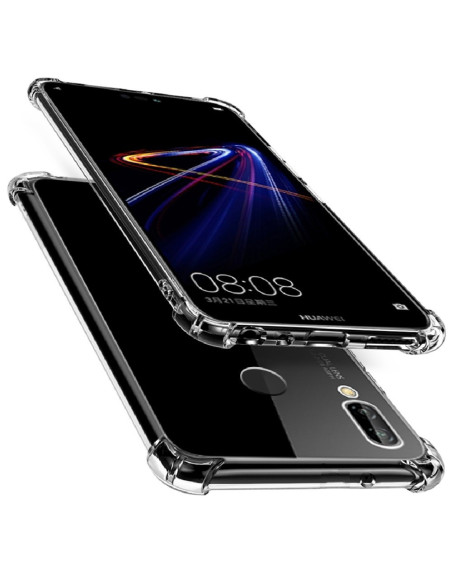 Transparent stöttåligt skal för Huawei P20 Lite med förstärkta hörn, sett från sidan