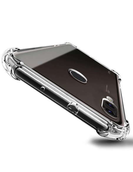 Transparent TPU-skal för Huawei P20 Lite med förstärkta hörn, sett snett bakifrån