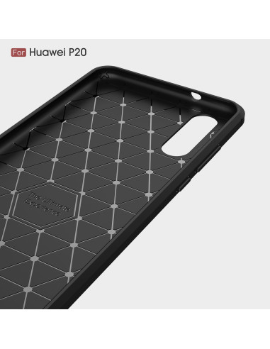 Närbild av insidan av Huawei P20 Pro SlimCarbon-skal med mönstrad yta