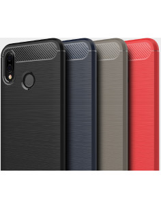Baksidan av Huawei P20 Lite SlimCarbon-skal i svart med texturerad yta