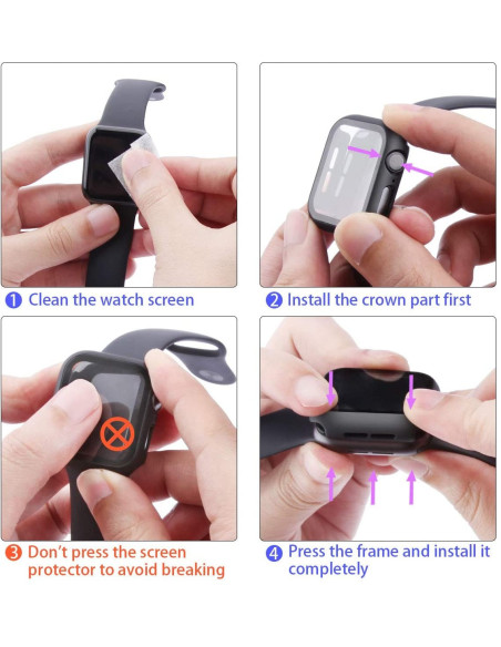 Instruktioner för montering av 2in1 stöttåligt skal på Apple Watch 7/8/9 (41mm)