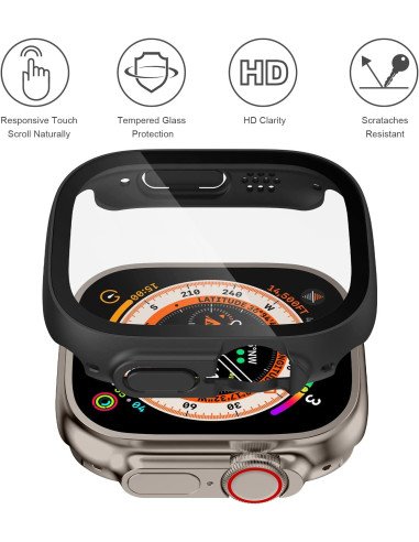 Apple Watch Ultra 1/2 (49mm) Stöttåligt Skal 9H Härdat Glas 2in1