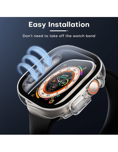 Apple Watch 49mm Ultra Stötdämpande Skal 9H Härdat Glas 2in1 Transparent