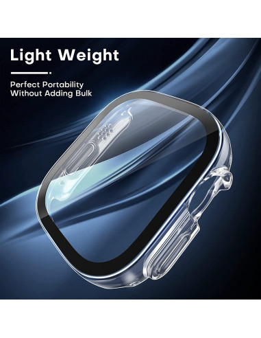 Apple Watch 49mm Ultra Stötdämpande Skal 9H Härdat Glas 2in1 Transparent
