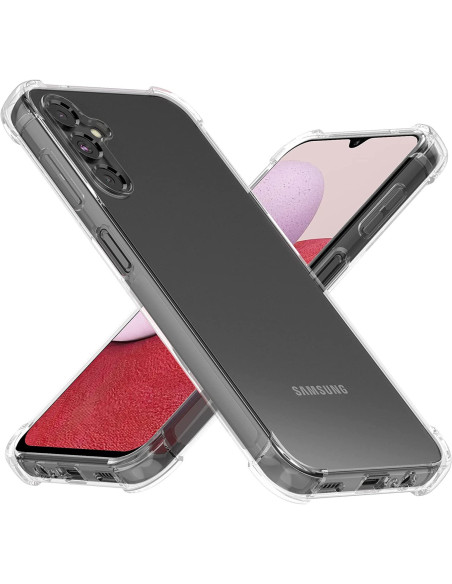 Transparent stöttåligt skal för Samsung Galaxy A05s med förstärkta hörn, sett från sidan
