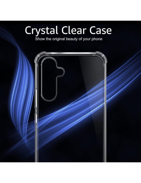 Transparent skal för Samsung Galaxy A05s med förstärkta hörn, sett framifrån med fokus på designen